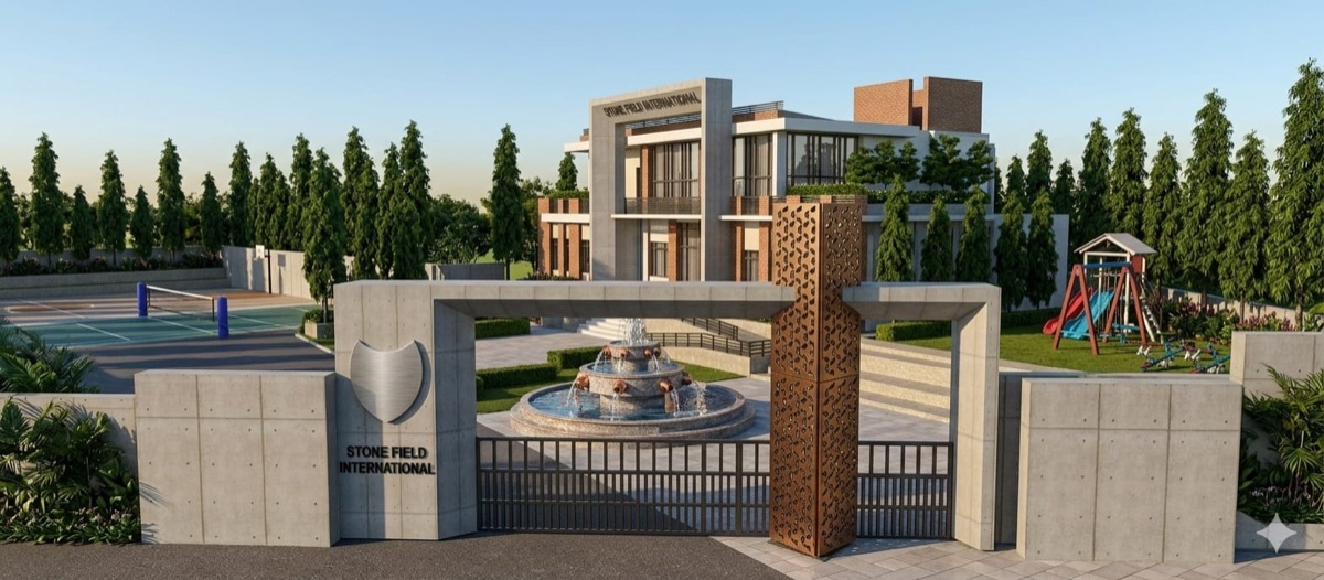 Architectural visualisation of the Stone Field campus